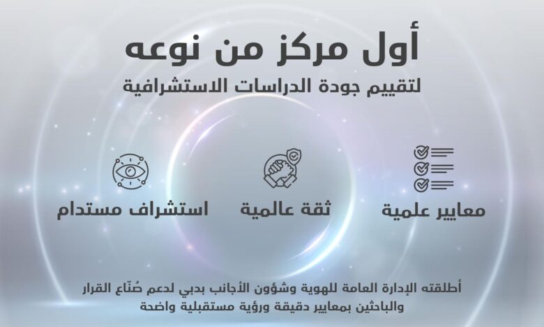 "الهوية وشؤون الأجانب بدبي " تطلق مركز تقييم الاستشراف 1 lgk02tec1k91akrpn