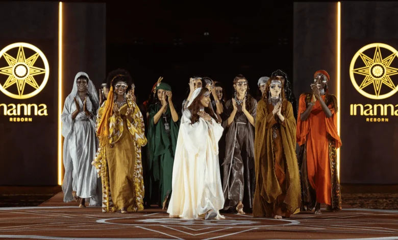 بدور القاسمي تطلق «إنانا» في احتفالية جمعت سحر الأزياء وأمجاد الملكات 1 Inanna Reborn debuts in Mleiha redefining mythic luxury